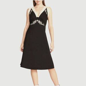 Betsey Johnson Womens Lace Trim Knee Cocktail And Party Dress In Black M
